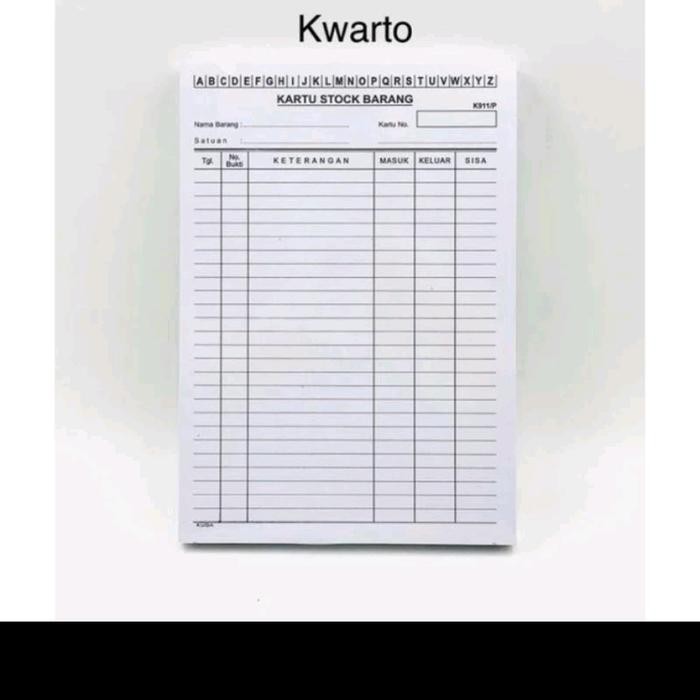 

Kartu Stok Barang Kecil Kwarto (100 lembar)