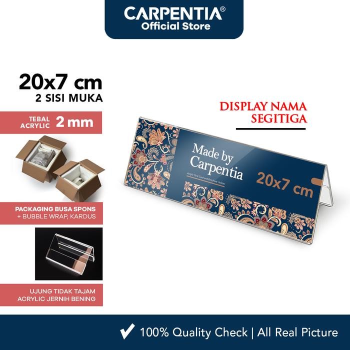 

Carpentia Papan Nama Acrylic Name Label - 20x7 cm - [Display Nama Harga Price Tag Segitiga Akrilik 2