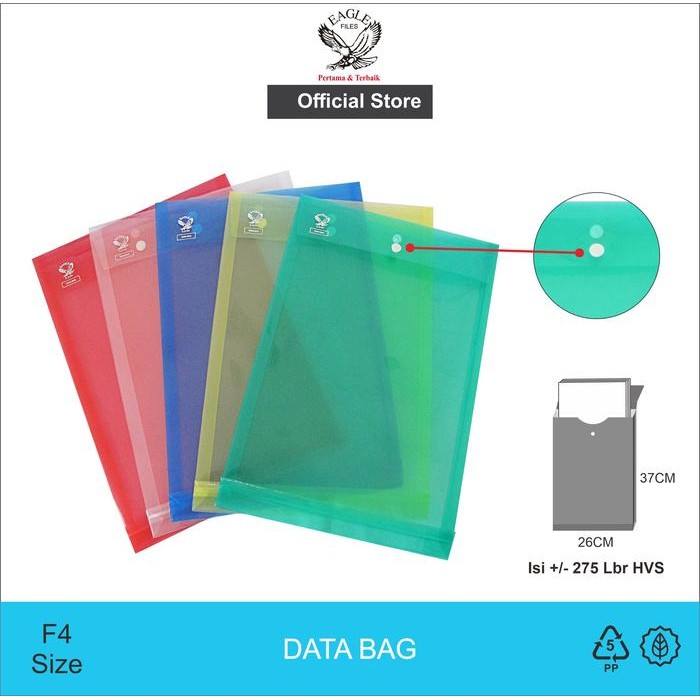 

EAGLE FILES Map Plastik Kancing Bening Vertical Folio (F4) / Data Bag / Map Dokumen
