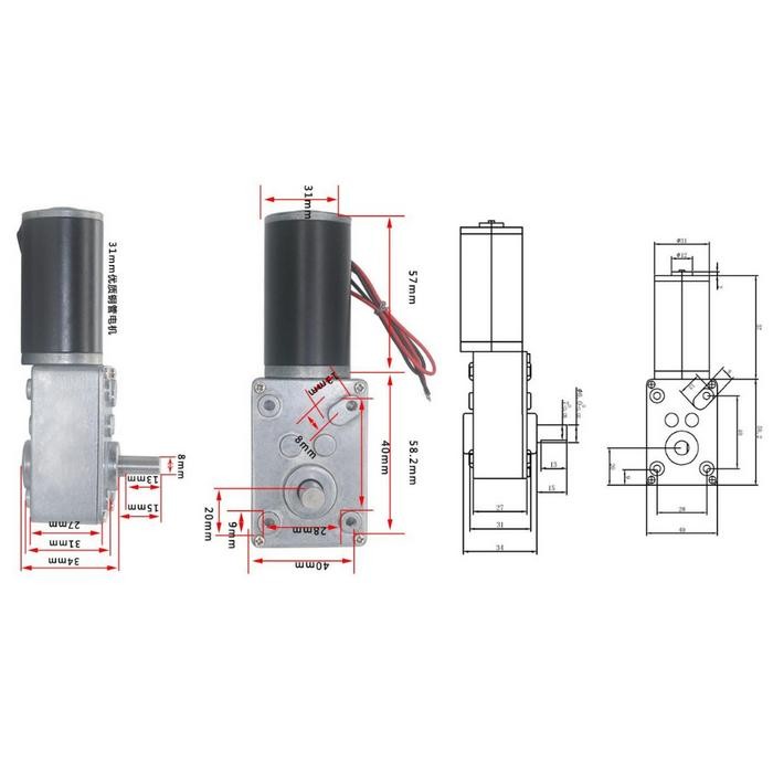 Permanent Magnet Worm Gear Motor Dc 5840Gw31Zy 12V 10Rpm
