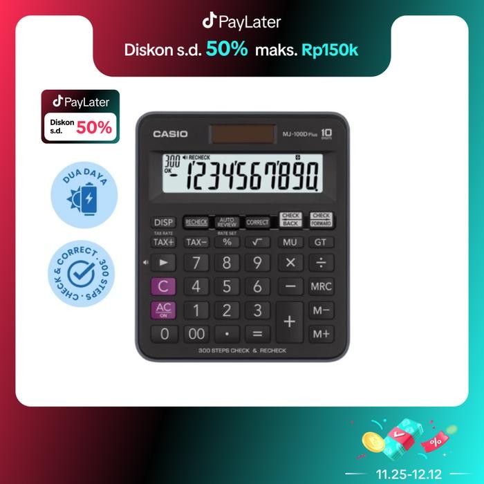 

CASIO CALCULATOR MJ-100DPlus - Hitam - Kalkulator Toko/Dagang - Fungsi Recheck - 10 digit Plastik