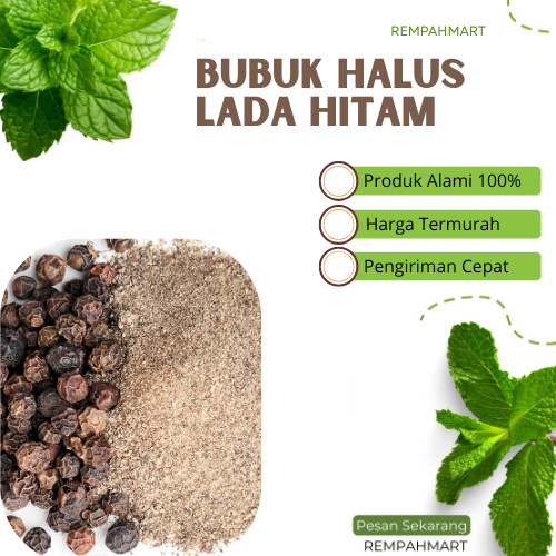 

50g Bubuk Halus Lada Hitam Murni Premium / Lada Hitam Pure Black Peper Powder Merica Hitam 50 Gram Rempahmart