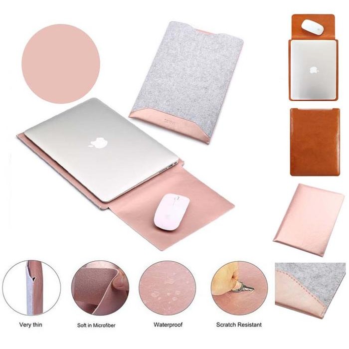 Softcase Tas Laptop Macbook Air 11 Inch Microfiber Leather Pink Premium