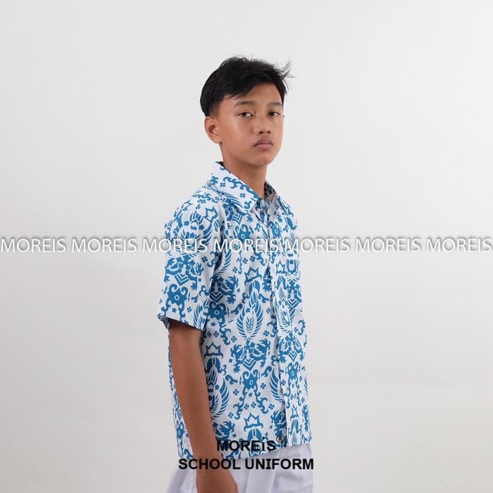 (Allthebest) Seragam Batik Garuda Pendek Biru SD/MI/TK/PAUD