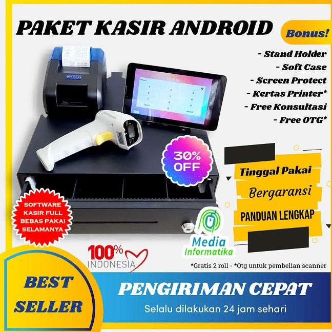 Paket Alat Kasir Android Toko Retail Sembako ATK Distro Kosmetik Salon