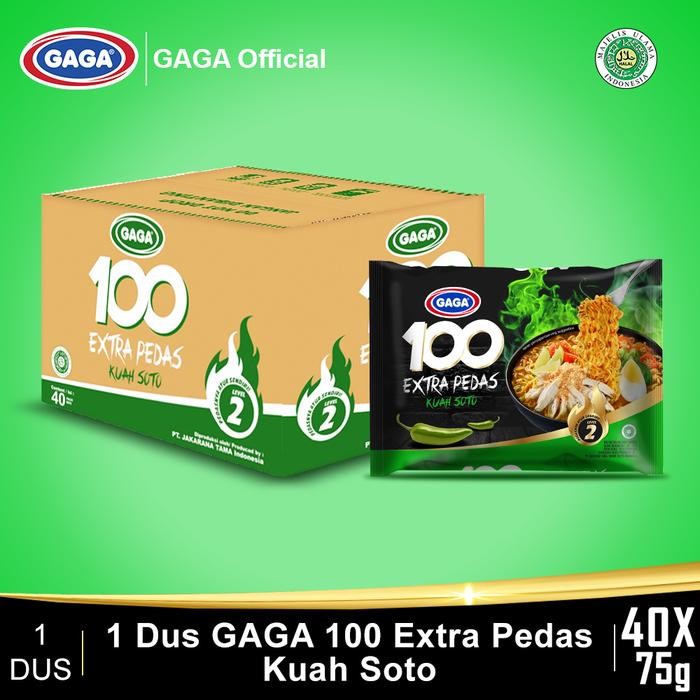 

GAGA 100 Soto Extra Pedas (1 dus = 40 pcs) Food Instan Noodles Mie Kuah Spicy