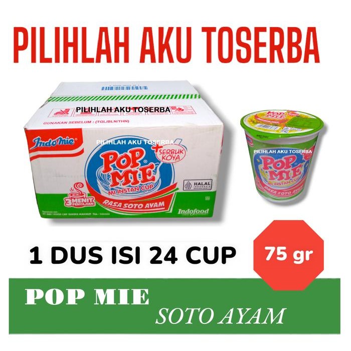 

Mie Instant POP MIE Rebus Rasa SOTO AYAM - ( Harga 1 DUS )