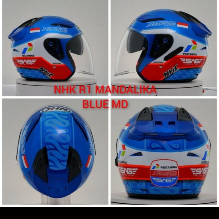 Helm Nhk R1 Gp Edition Mandalika Half Face Double Visor