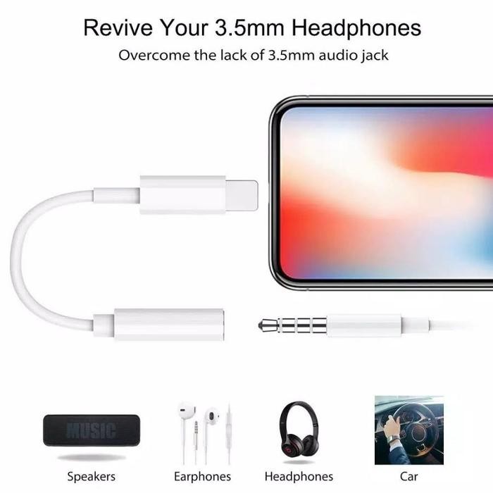 TERBARU LIGHTNING TO HEADPHONE JACK ADAPTER FOR IPHONE 11 12 13 14 AUDIO EARPHONE TERMURAH
