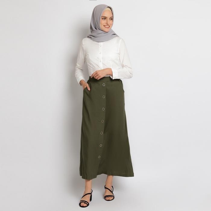 SIAPKIRIM Flamoush Varuna Green Long Skirt Wanita READY STOCK