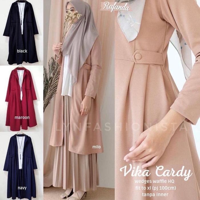Long Outer Cardigan Panjang Wanita Muslimah Kerah Jeruk Tebal Mewah/Vika