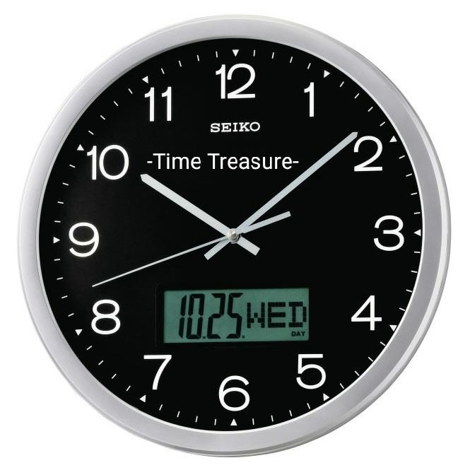 Jam Dinding Original Seiko Sweep LCD Calendar QXL007/QXL007A.