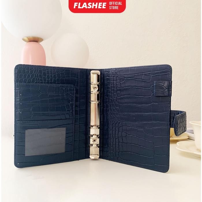 

Flashee Binder Keuangan Polos Croco Abu A6 6 Ring Binder A6 Hole 6 Kulit Croco Warna Abu Cover Paper
