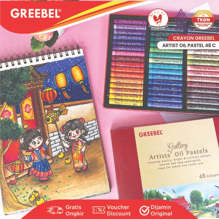 

GREEBEL Crayon Krayon ARTIST OIL PASTEL (AOP 48 Warna) / Krayon Oil Pastel / Crayon Sekolah Mewarnai