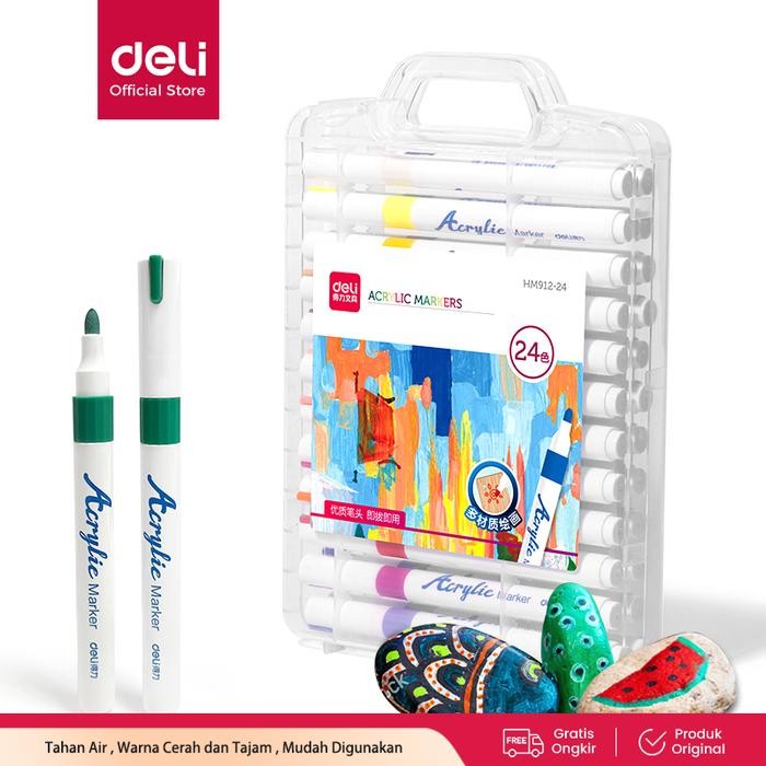 

Deli Spidol Akril / Acrylic Marker 64/48/36/24/12 Color HM912 Akrilik Stationery Tinta - 64 warna