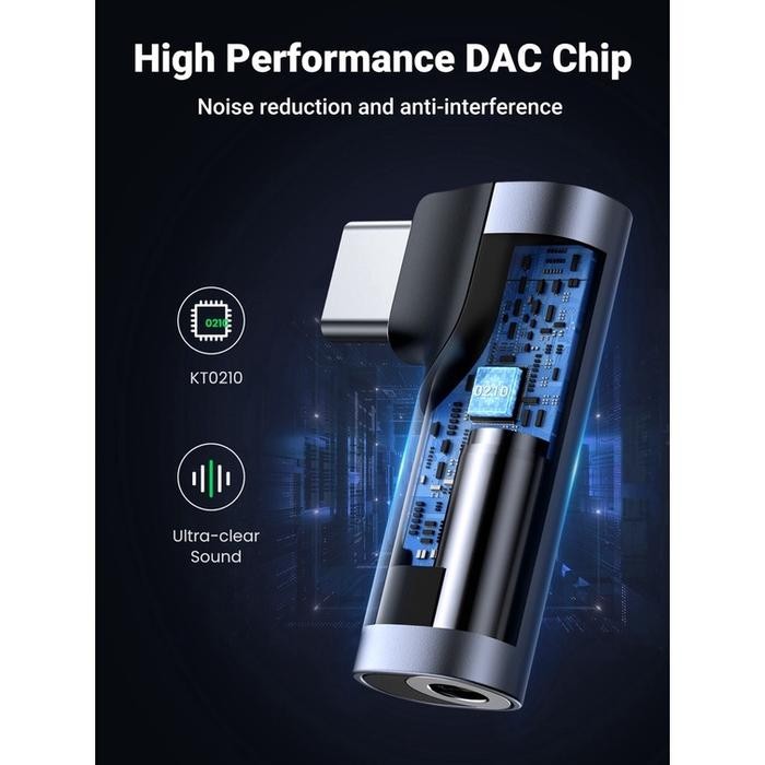 UGREEN Audio Converter Adapter DAC ip Type C to Aux Jack 3.5mm Earphone Headset untuk Pixel Laptop