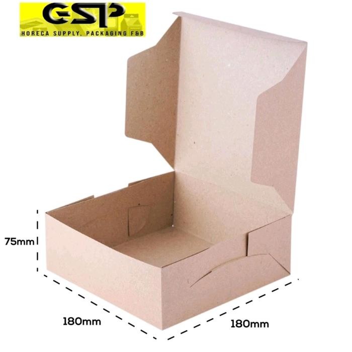 ID'' BOX DUS KERTAS NASI 18X18 KOTAK NASI KRAFT PAPER / COKLAT SUPER TEBAL PREMIUM KARDUS TUTUP