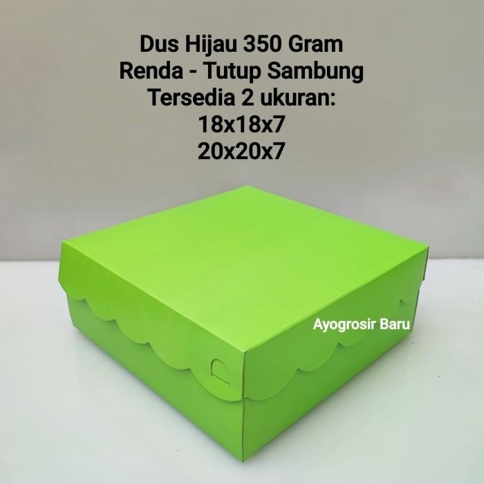 JT Dus HIJAU 20x20 Renda isi 50 pcs 350 Gr Kotak Dus Nasi Katering Tutup Sambung