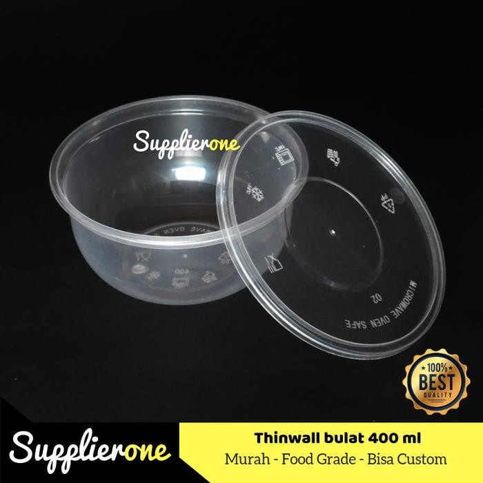JT Thinwall Bulat 400 ml, mangkok plastik bulat, wadah plastik bulat