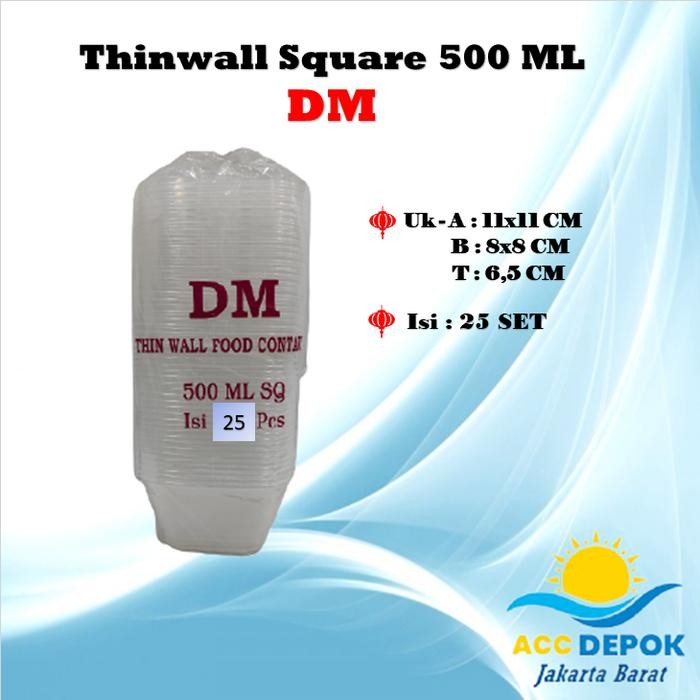 JT THINWALL DM 500ML SQ THINWALL 500ML KOTAK PERSEGI KOTAK THINWALL 500 M