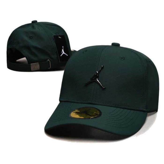 New Topi Baseball Jordan Metal Logo Original Black White Dark Green / Topi Baseball Jordan Logo Besi