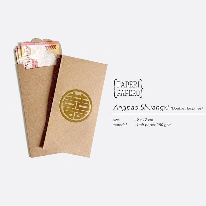 

ID BROWN SHUANG XI ENVELOPE (DOUBLE HAPPINES) - RUSTIC ANGPAO AMPLOP FOIL GOLD EMAS (5 PCS)