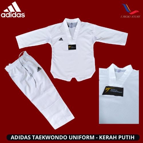 DOBOK ADIDAS ELITE FIGHTER / UNIFORM TAEKWONDO / ADIDAS KERAH PUTIH