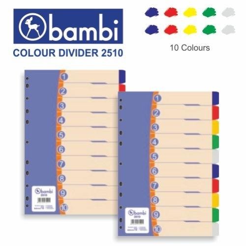 

ID BAMBI DIVIDER PLASTIK FOLIO 10 WARNA 2510 PEMBATAS BINDER PLASTIK F4