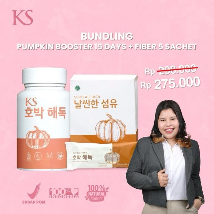 

Natural Pumpkin Booster 15 Days & Fiber Pumpkin 5 Sachet By Dita Kerang HALAL BPOM Green Tea Pumpkin