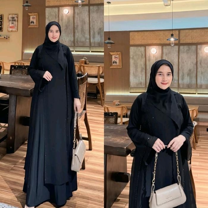 Abaya Turkey Model Aina Ful Ceruti Ful Hitam Terbaru