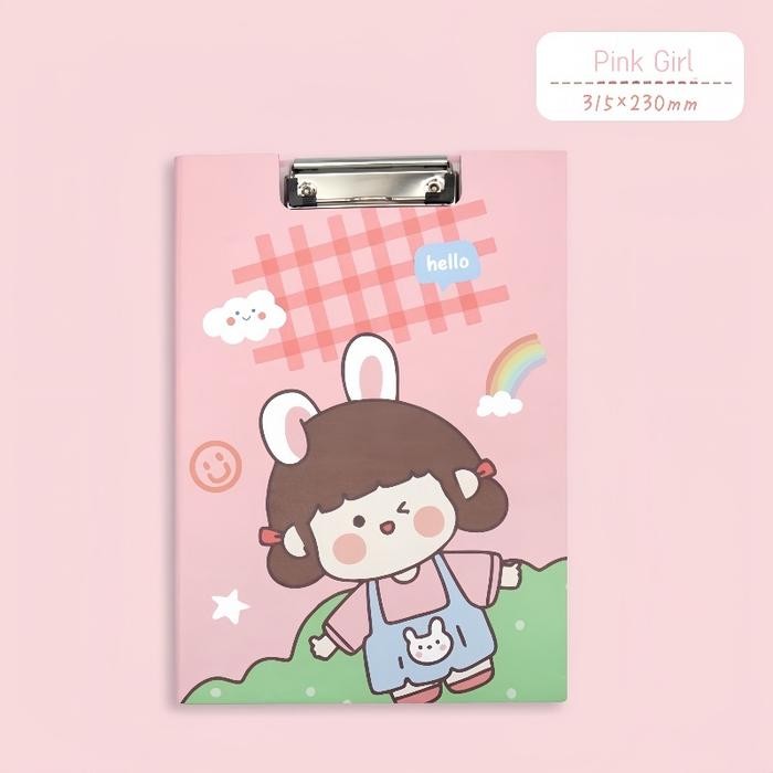 

ID KAPUAS - PAPAN TULIS UJIAN CLIPBOARD WITH COVER CUTE ANAK DEWASA KARAKTER CARTOON LUCU - M002