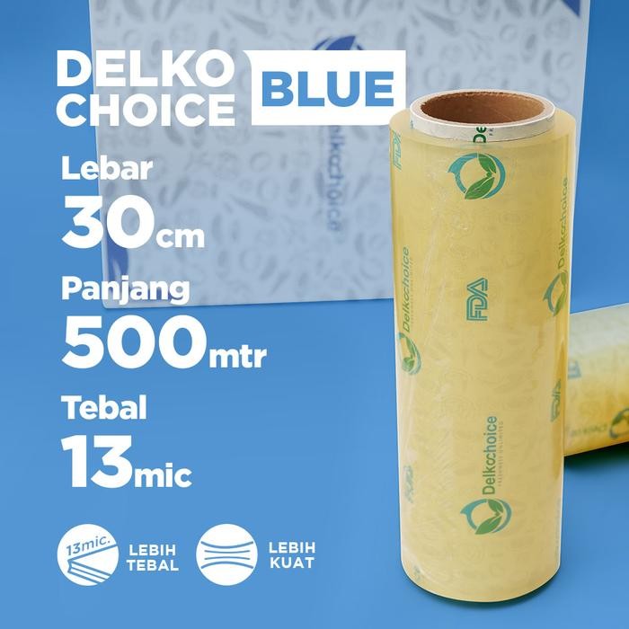 plastik cling wrap pembungkus makanan delkochoice blue 30cm termurah