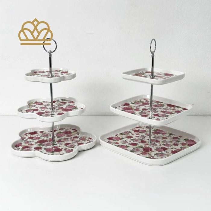 Capodimonte Piring Susun 3 Keramik Shabby Chic