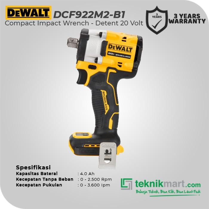 Dewalt Compact Impact Wrench / Kunci Impact Baterai 18/20V Dcf922M2