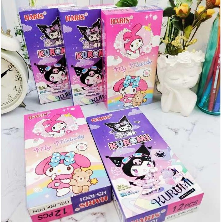 

New (12Pcs) Pulpen Fancy Karakter Lucu LABUBU / Pen Gel Motif Cewe Cowo SANRIO