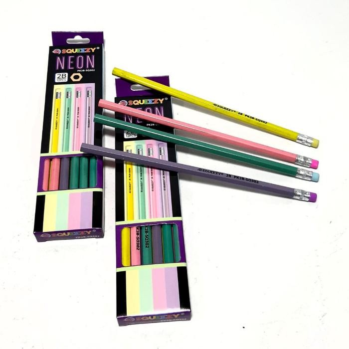 

New Harga Grosir ( 1 kotak/ 12pcs ) Pensil / Pencil 2B SQUEEZY NEON PK2B-SQ302/PK2B-SQ303
