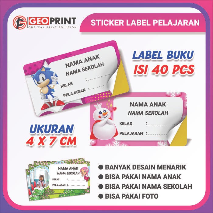 

New Stiker Label Pelajaran Custom Nama Anak, Nama Sekolah Dan Foto Alat