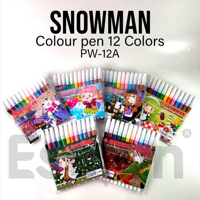 

New Spidol SNOWMAN 12warna ORIGINAL ASLI / Spidol Snowman PW 12A