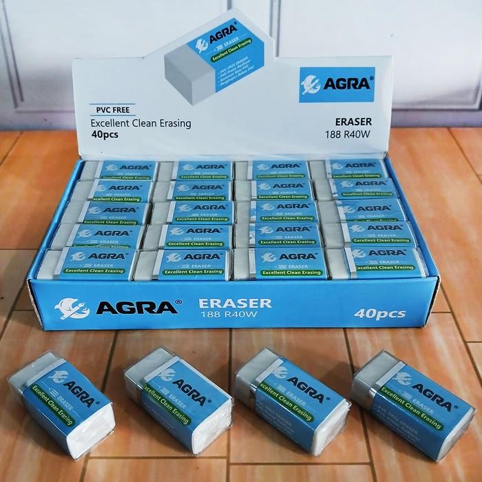 

New Penghapus Murah 1 pak isi 40 By agra / Eraser Putih, Hitam dan Warna penghapus Pensil Bersih