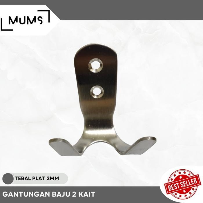 GROSIR Cantolan Baju 2 Kait Stainless Gantungan Baju Handuk Satuan Kapstok Dinding Stainless Gantung