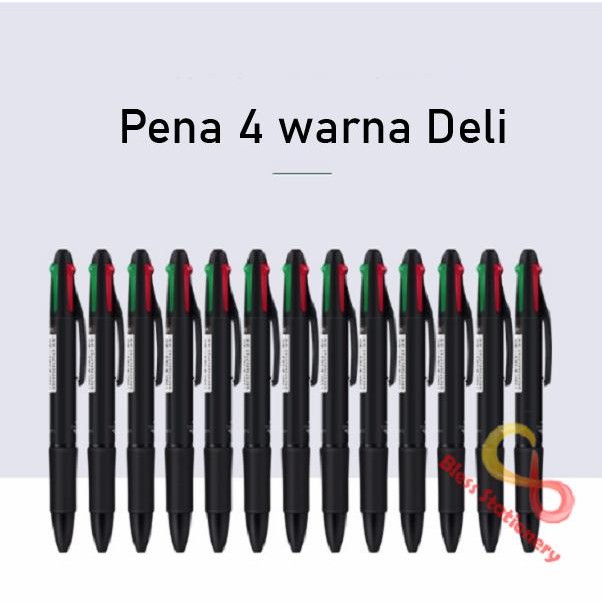 

New Deli Pulpen 4 warna Pen cetek Pena Ballpoint Ball point 0.7mm