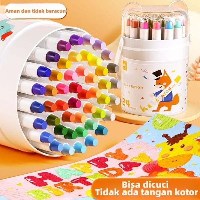 

Crayon Putar Washable 24/36/48 Color Crayon For Kids Tidak Beracun Yang Dapat Dicuci Seni Gambar