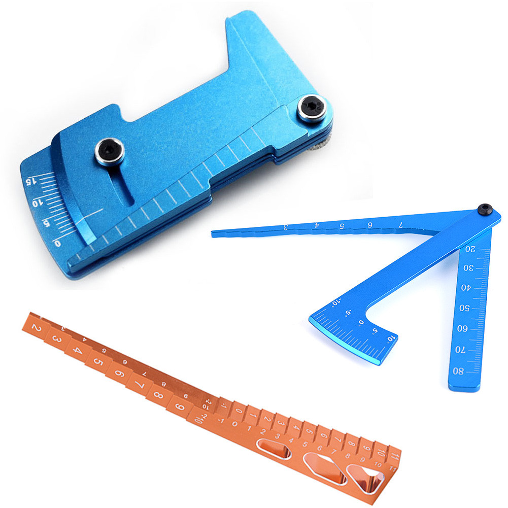 Adjustable Ruler Adjusting RC Car Height & Wheel Rim Camber 15 degrees Hobby Tools CNC For RC Car