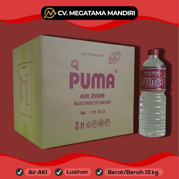 Air aki accu zuur merah PUMA untuk aki GS Yuasa dan semua merk aki