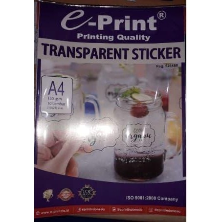 

HRG DISKON EPRINT - Tranparant Sticker A4 150gsm - 10S