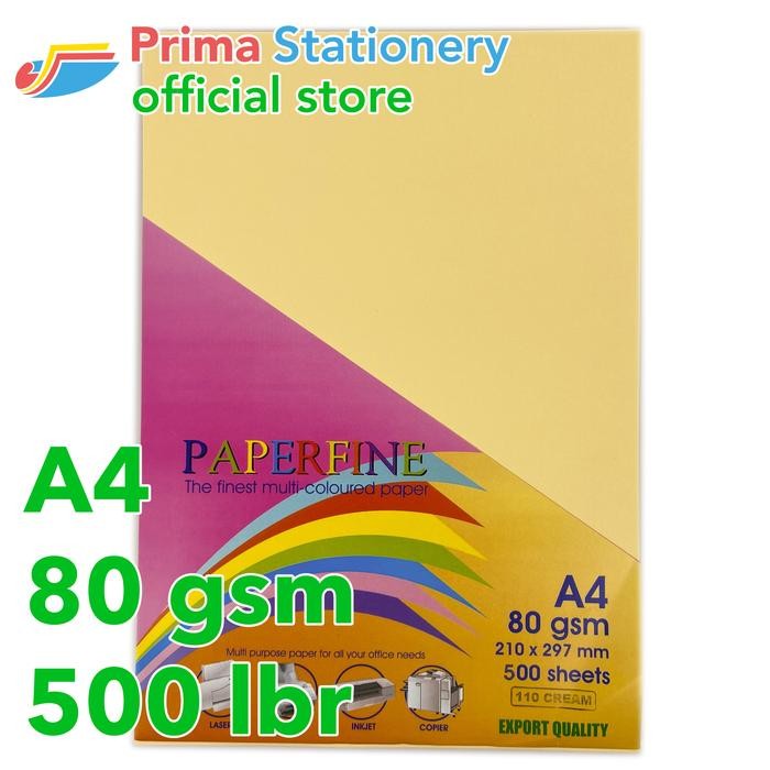 

JUAL Paperfine Kertas HVS Warna A4 IT 110 Cream Rim isi 500 lbr [TC]
