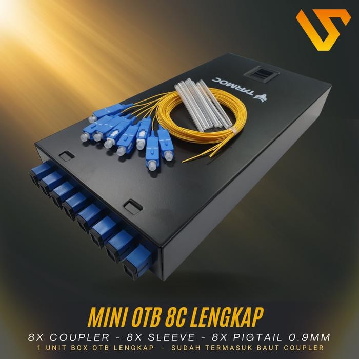 Tarmoc Fiber Optic mini OTB 8 Core SCRoset FO Besi 8C Lengkap Komplit