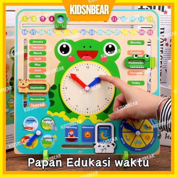 Mainan edukasi - Gambar hewan edukasi anak - Jam dinding edukasi anak - Mainan Papan Edukasi Waktu