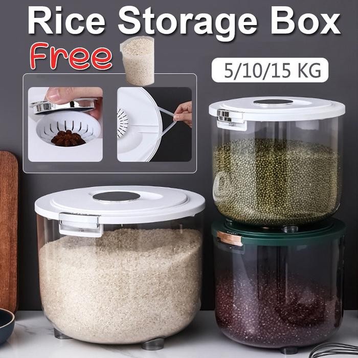 NEW VIXPLORN RICE BOX WADAH BERAS KONTAINER KOTAK PENYIMPANAN TRANSPARAN 5 10 15KG