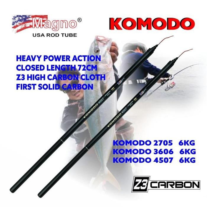 Joran Tegek Kaku Magno Komodo Panjang 450 Carbon Max Drag 6Kg Grosir